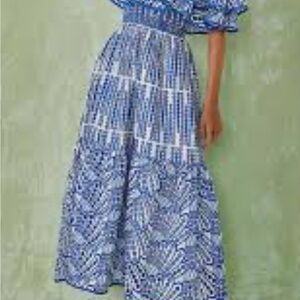 Elegant Blue Patterned Women's Dress